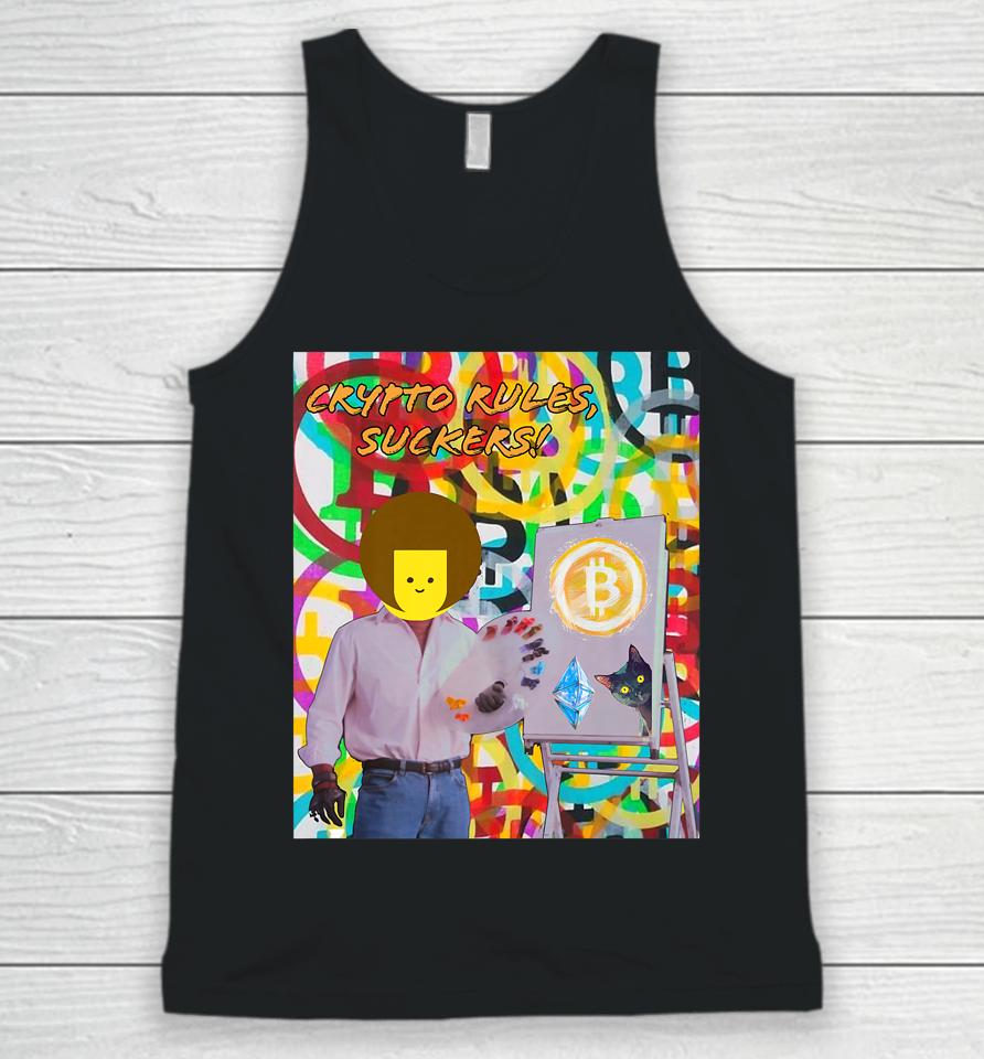 Crypto Rules Suckers Bitcoin Ethereum Cat Painting Unisex Tank Top