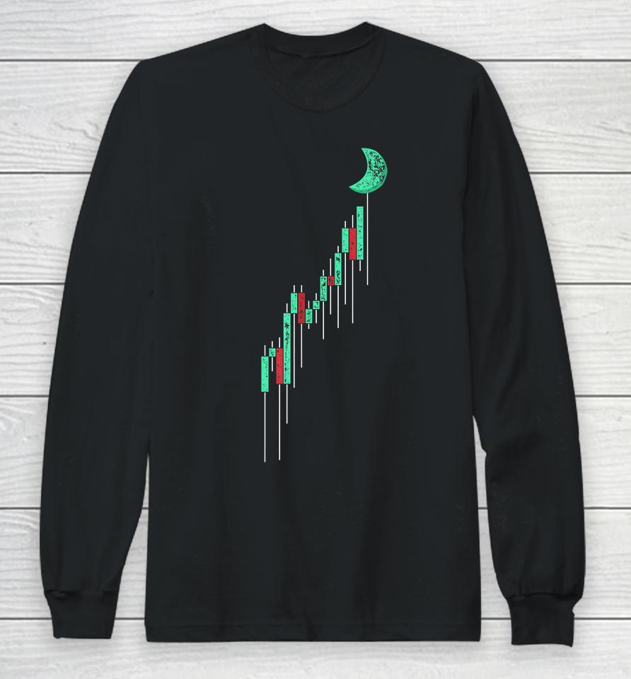 Crypto Trading Hold Vintage Stock Chart To The Moon Long Sleeve T-Shirt