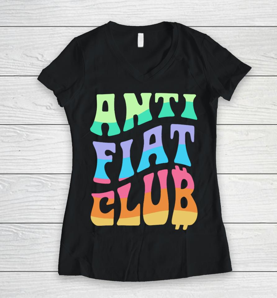 Cryptochips Anti Fiat Club Women V-Neck T-Shirt