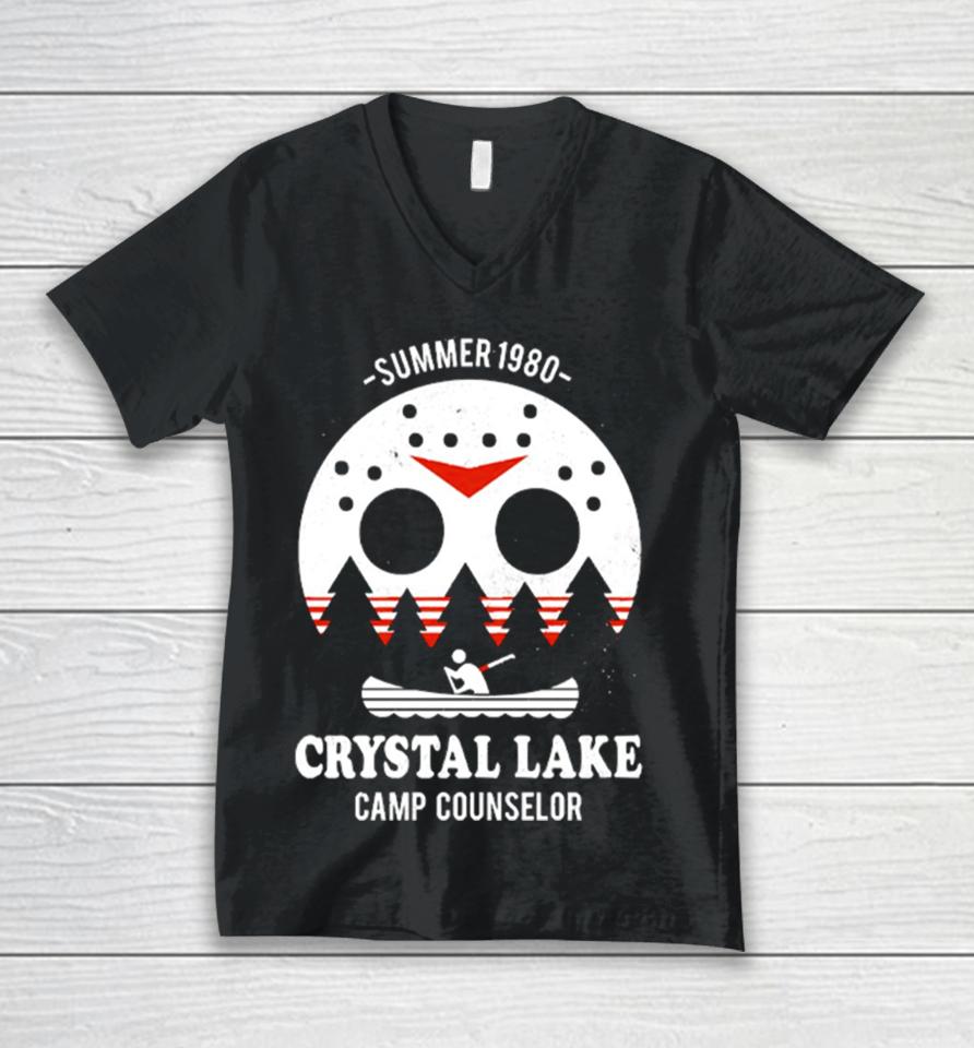 Crystal Lake Camp Counselor Vintage Movie Unisex V-Neck T-Shirt