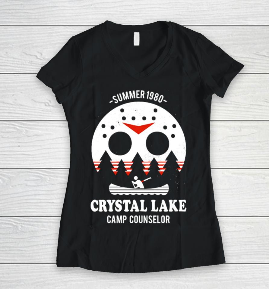 Crystal Lake Camp Counselor Vintage Movie Women V-Neck T-Shirt