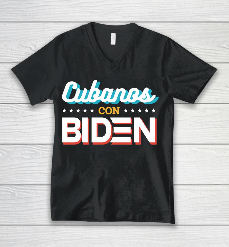 Cubanos Con Biden Unisex V-Neck T-Shirt