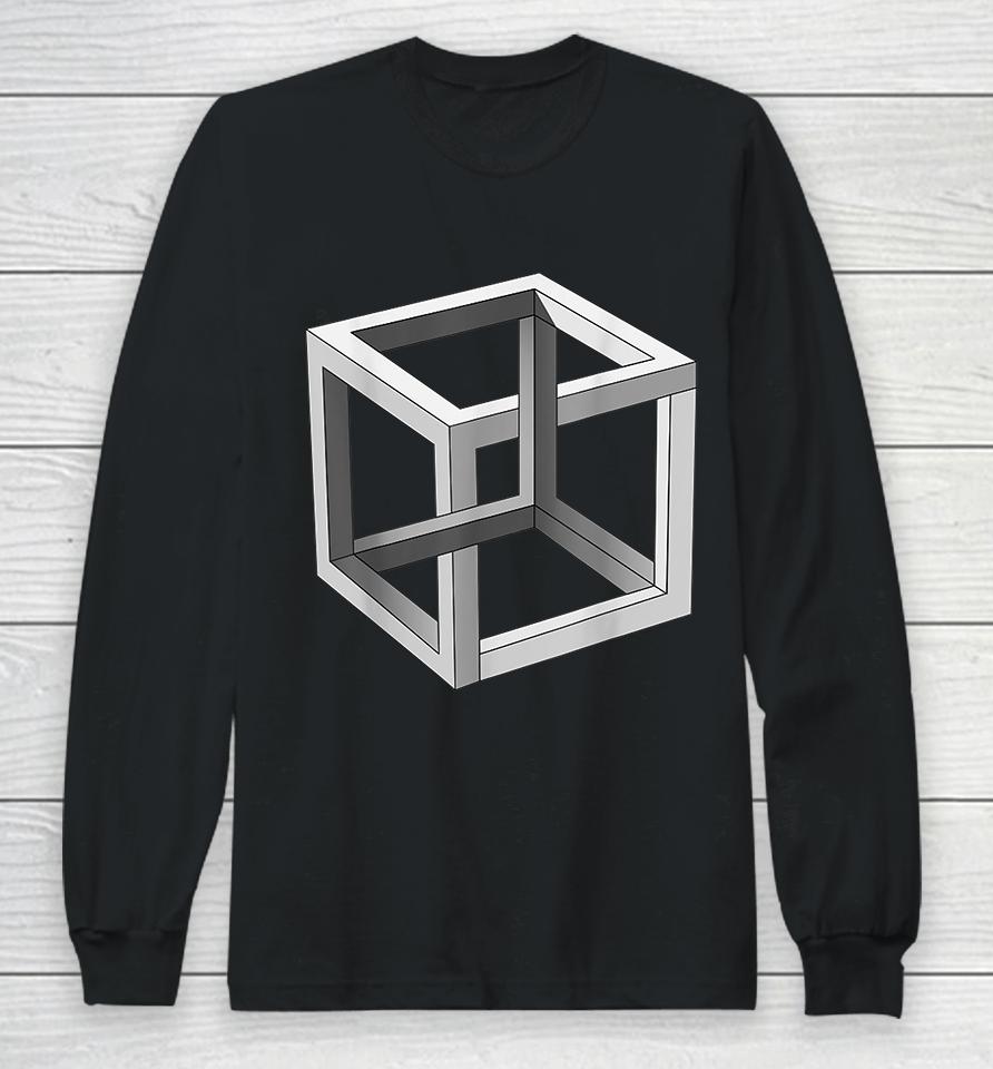 Cube Optical Illusion Long Sleeve T-Shirt