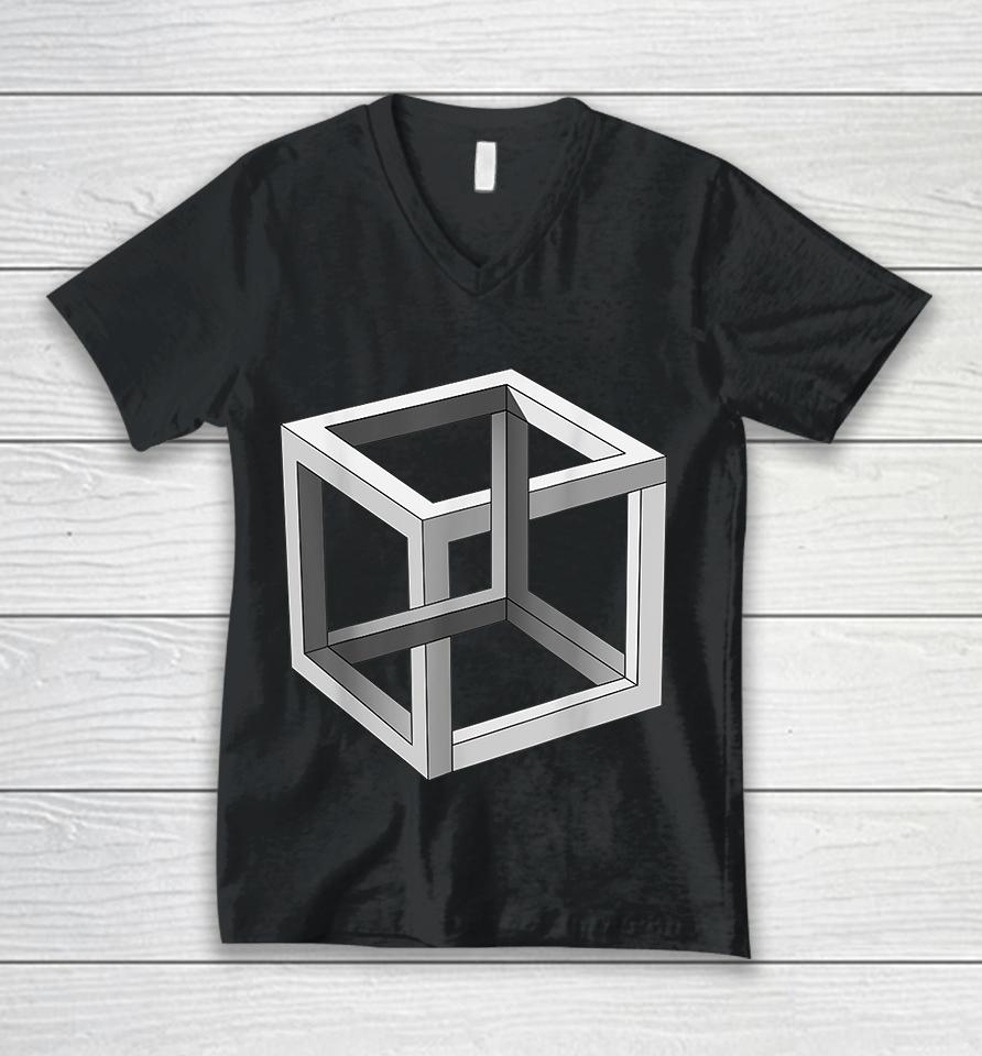 Cube Optical Illusion Unisex V-Neck T-Shirt