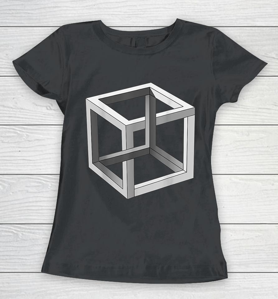 Cube Optical Illusion Women T-Shirt