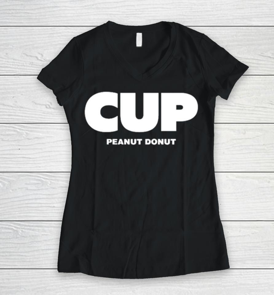 Cup Peanut Donut Women V-Neck T-Shirt