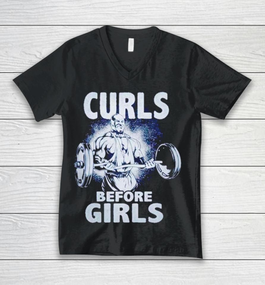 Curls Before Girls Unisex V-Neck T-Shirt