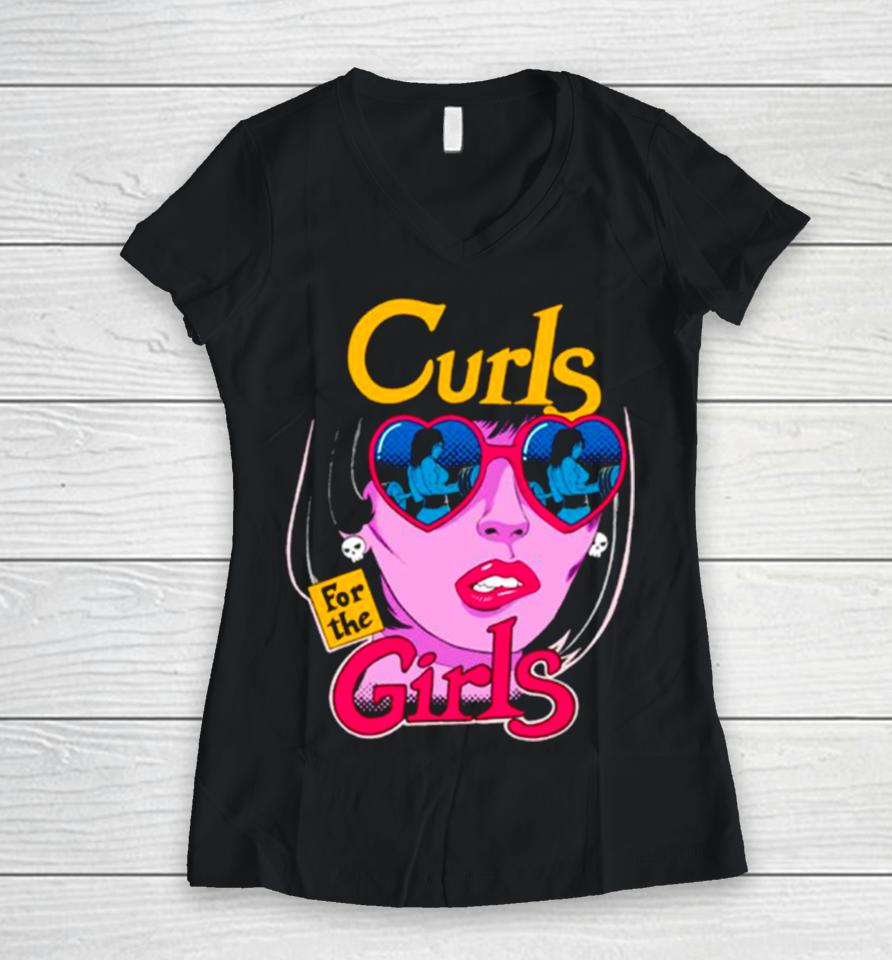 Curls For The Girls Women V-Neck T-Shirt