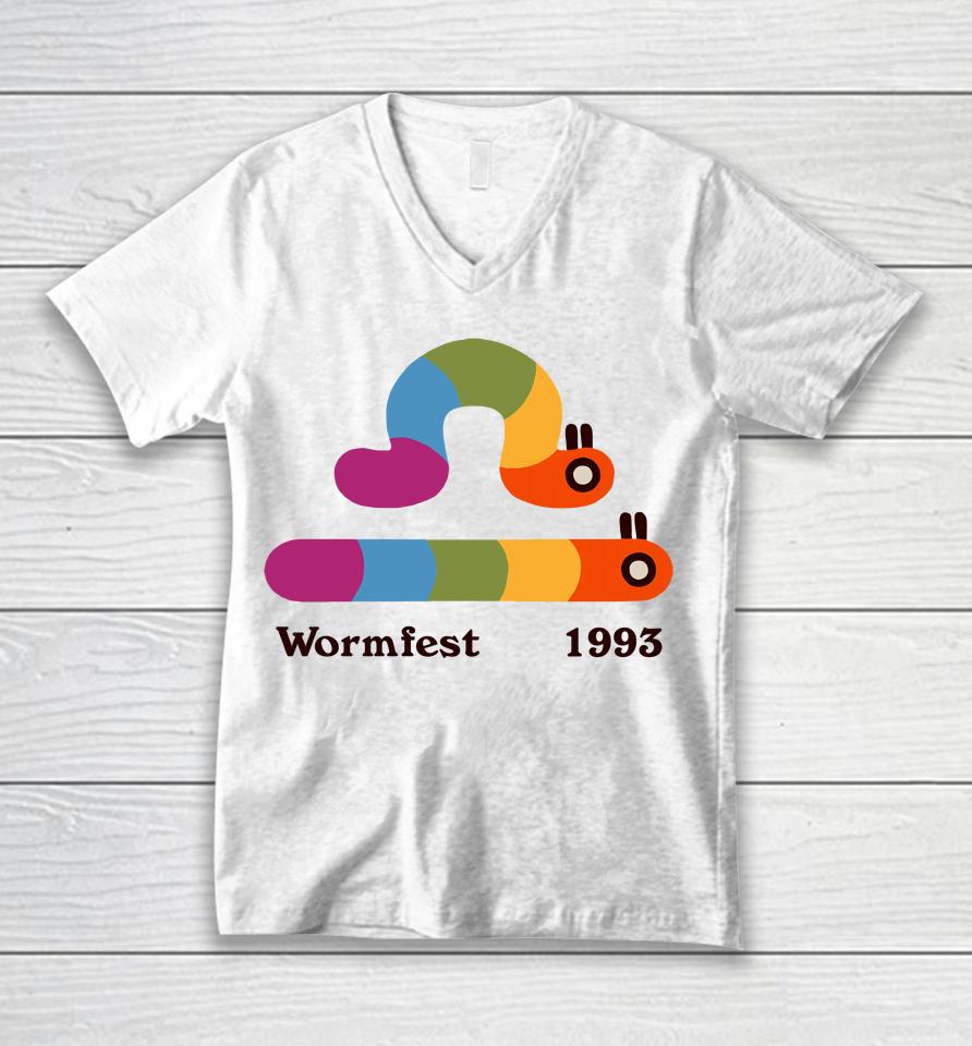Curlworks Wormfest 1993 Unisex V-Neck T-Shirt