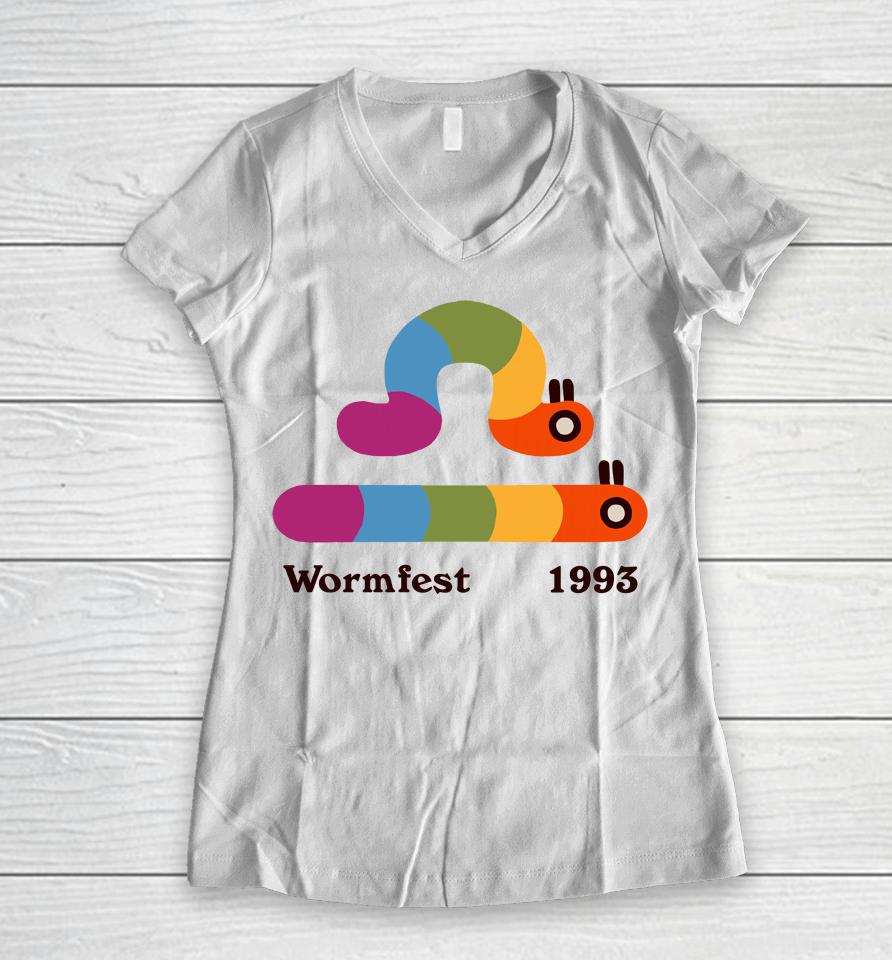 Curlworks Wormfest 1993 Women V-Neck T-Shirt