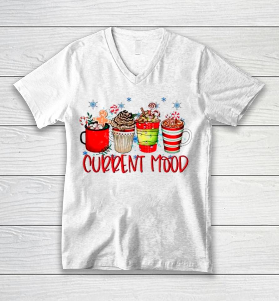 Current Mood Christmas Snowman Latte Coffee Lover Unisex V-Neck T-Shirt