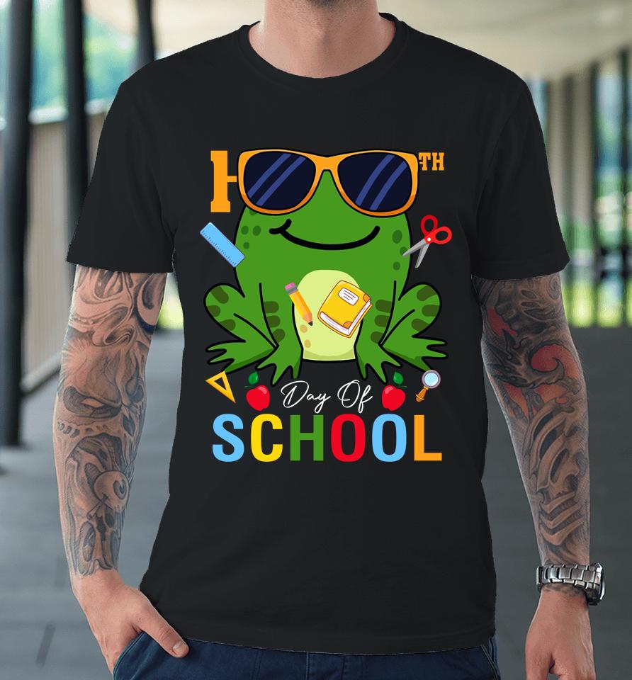 Cute 100Th Day Of School Frog Glasses 100 Days Smarter Premium T-Shirt