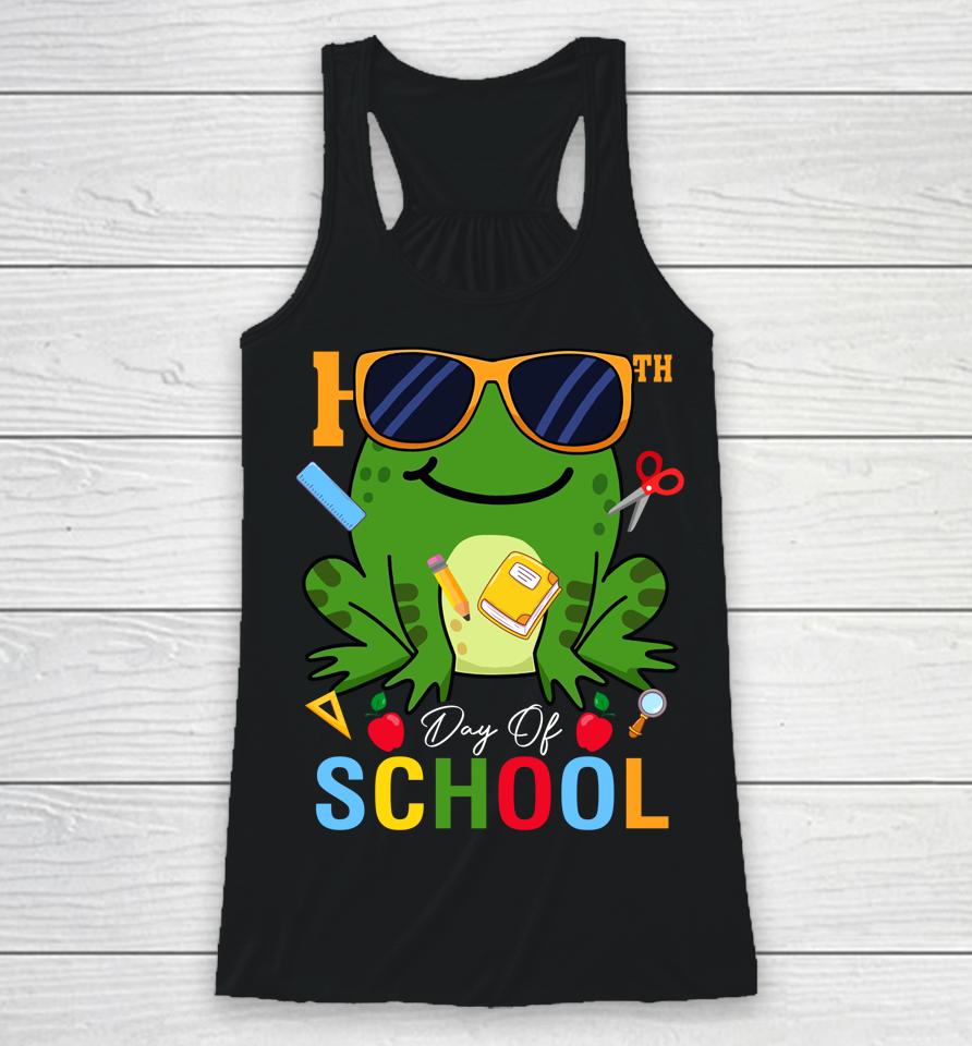 Cute 100Th Day Of School Frog Glasses 100 Days Smarter Racerback Tank