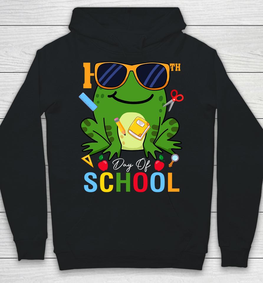 Cute 100Th Day Of School Frog Glasses 100 Days Smarter Hoodie