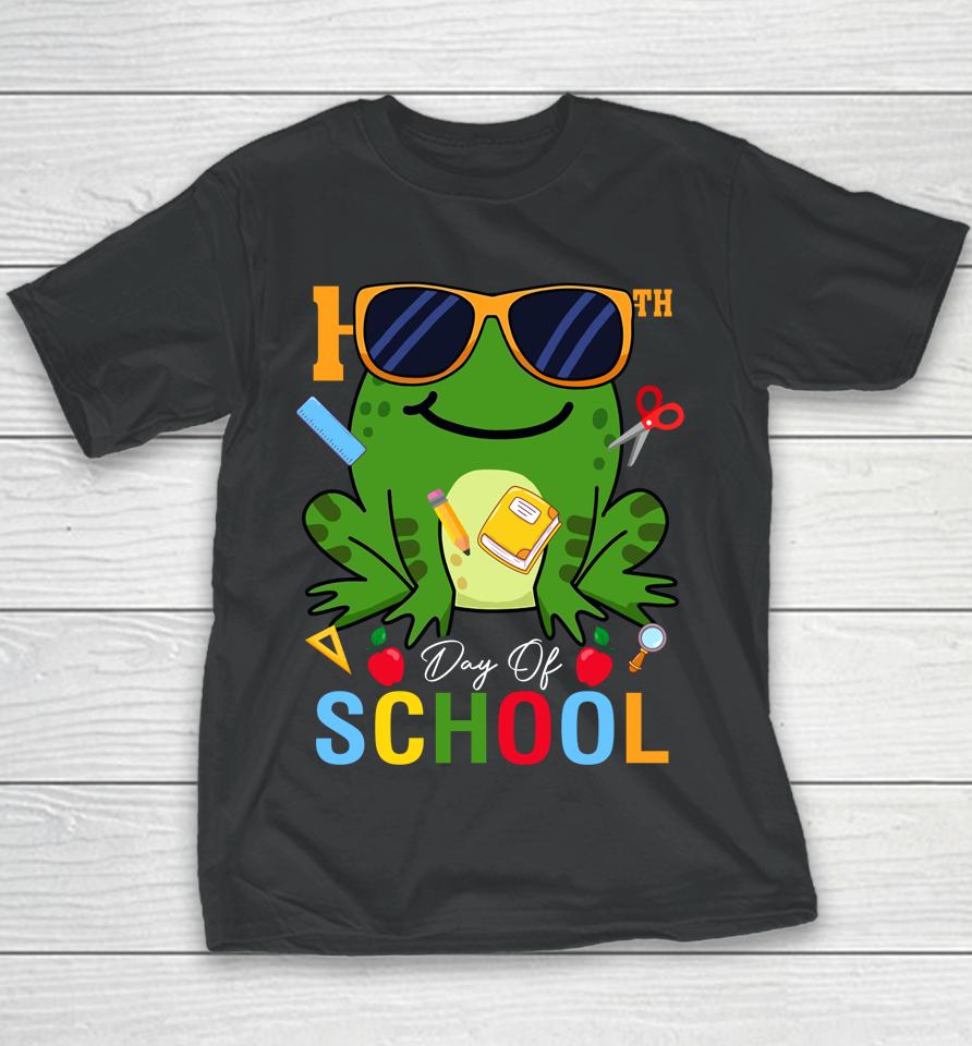 Cute 100Th Day Of School Frog Glasses 100 Days Smarter Youth T-Shirt