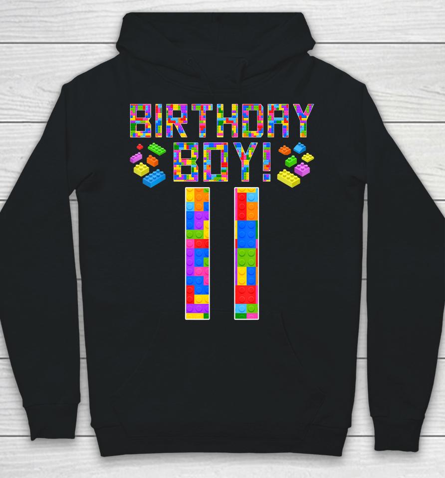 Cute 11Th Birthday Gift 11 Years Old Block Building Boys Kids Hoodie