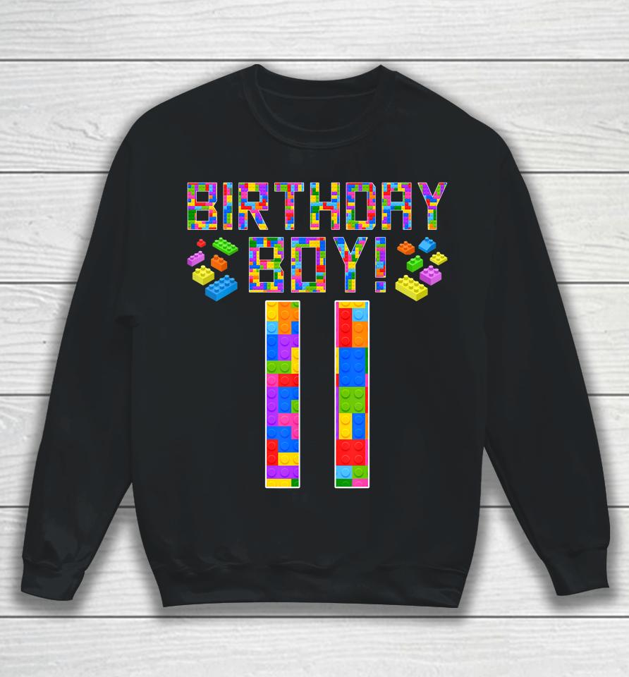 Cute 11Th Birthday Gift 11 Years Old Block Building Boys Kids Sweatshirt