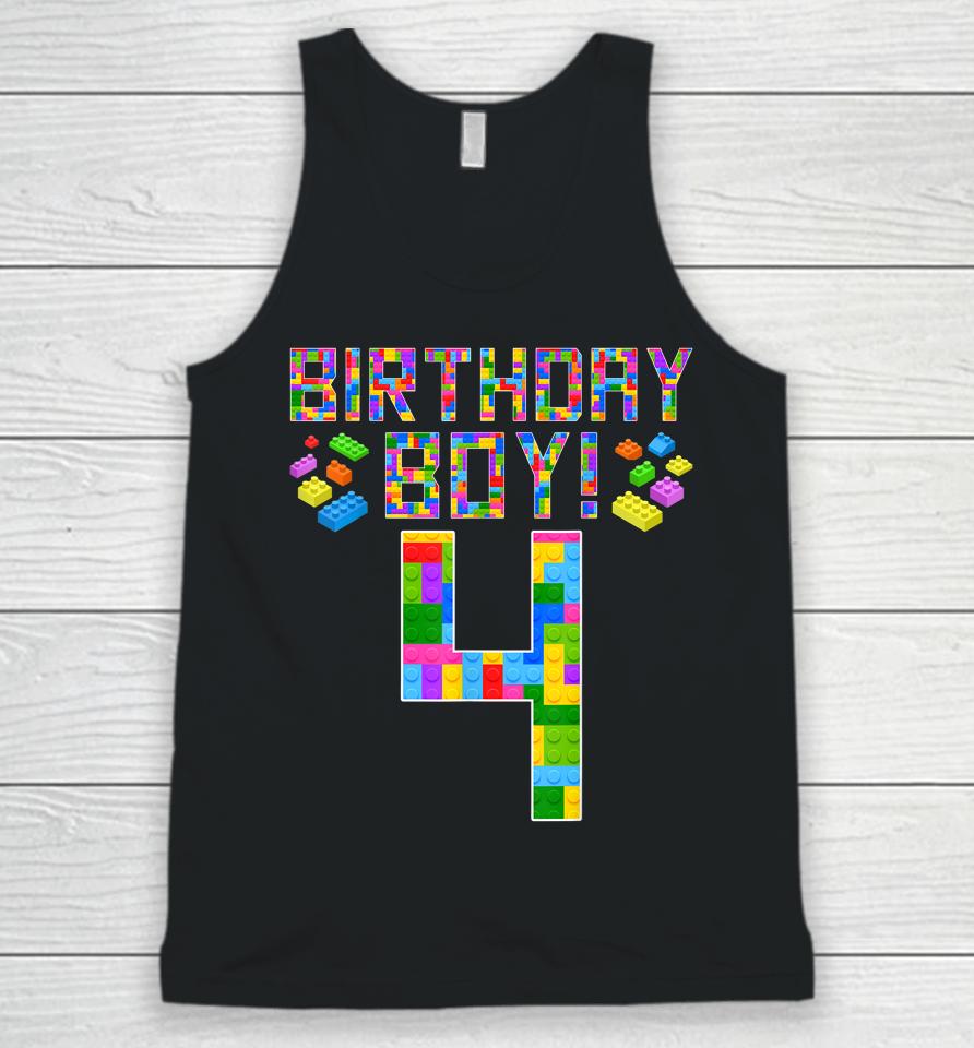 Cute 4Th Birthday Gift 4 Years Old Block Building Boys Unisex Tank Top