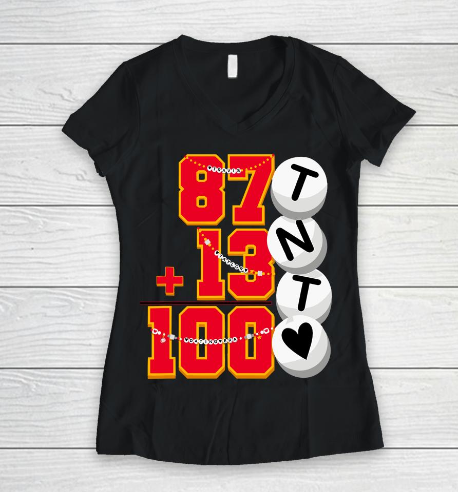 Cute 87 13 = 100 Days Of School Taylor 100Th Day Of School Women V-Neck T-Shirt