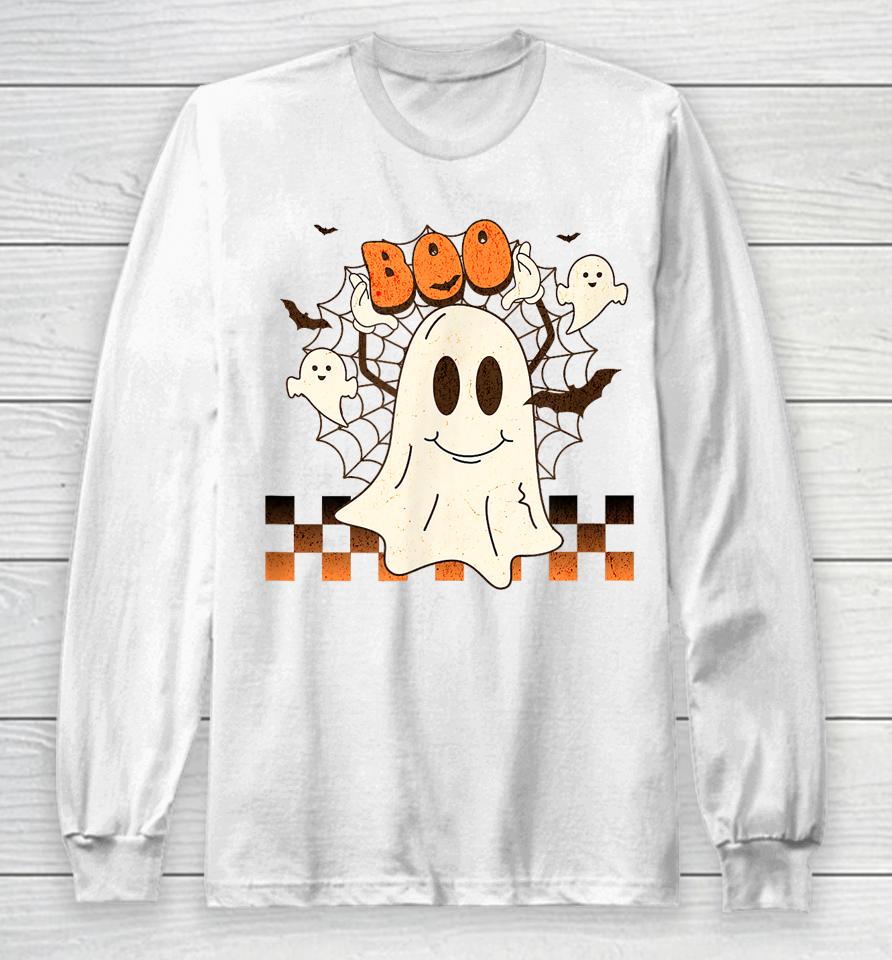 Cute And Funny Halloween Boo Ghost Long Sleeve T-Shirt