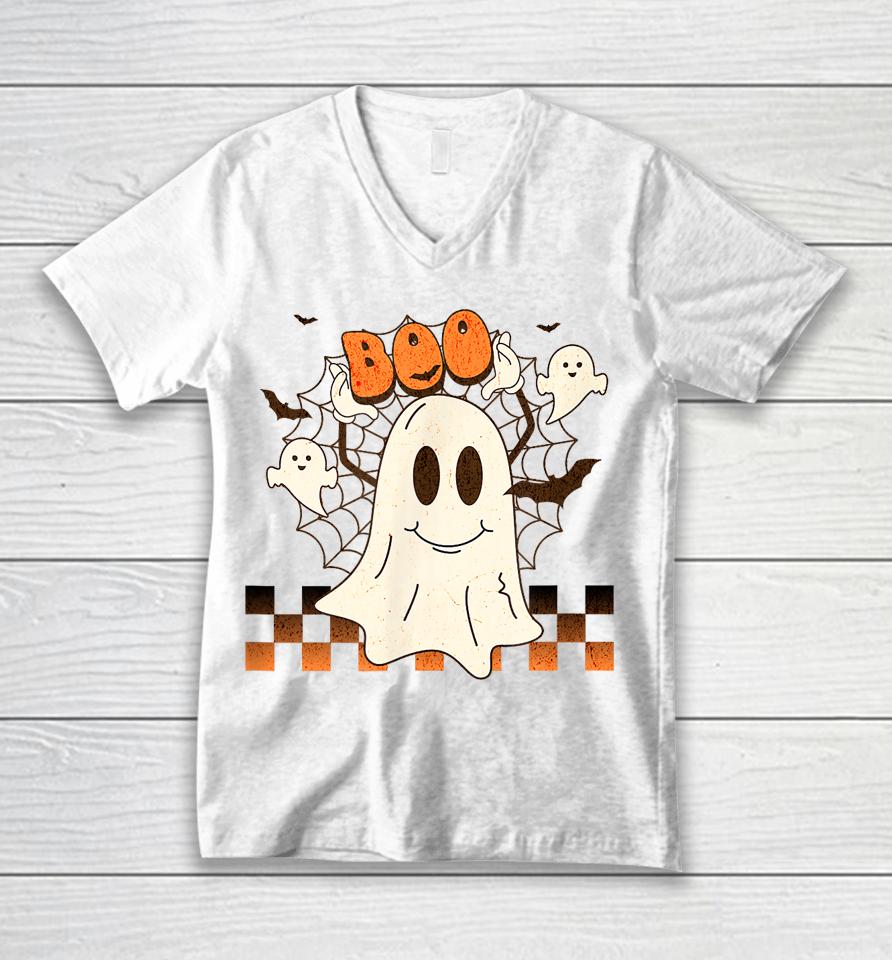 Cute And Funny Halloween Boo Ghost Unisex V-Neck T-Shirt