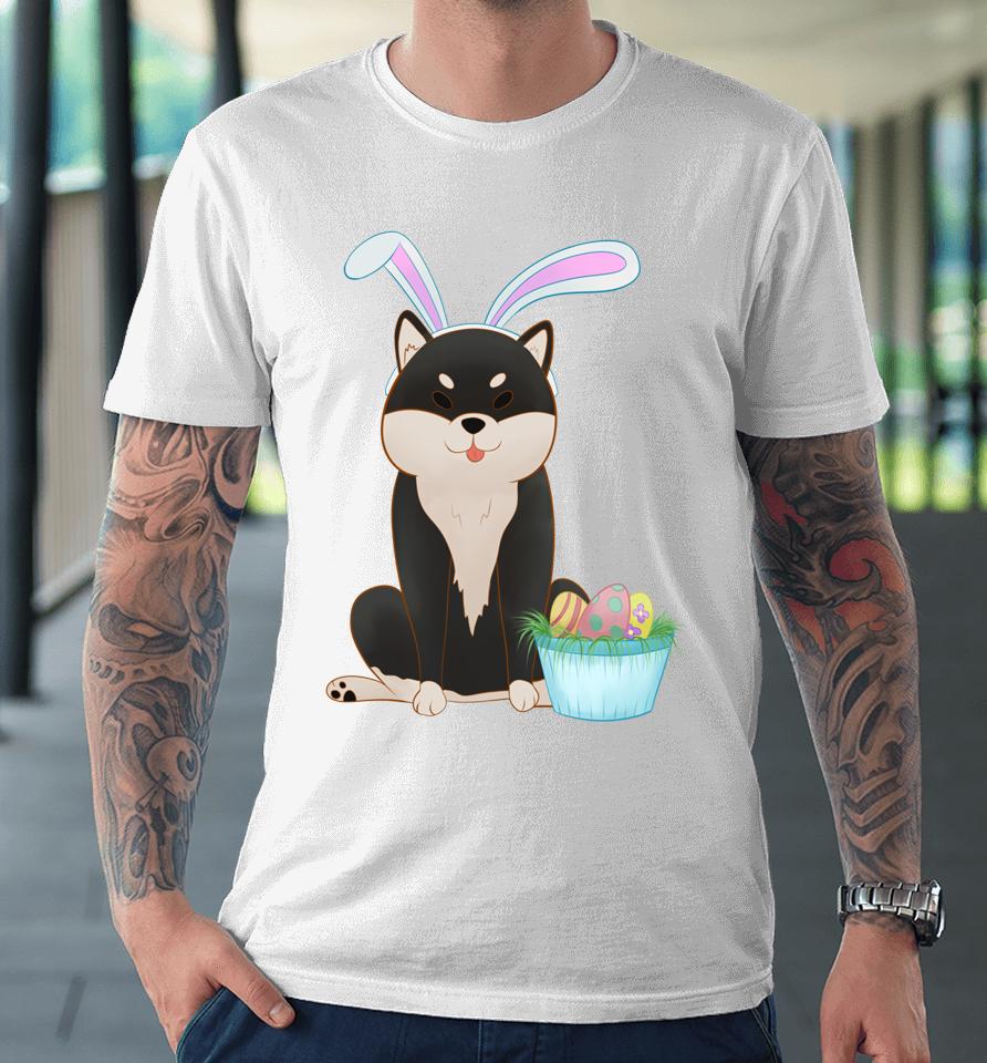 Cute Anime Shiba Inu With Bunny Ears And Easter Egg Basket Premium T-Shirt