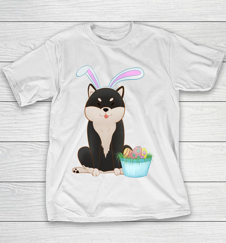 Cute Anime Shiba Inu With Bunny Ears And Easter Egg Basket Youth T-Shirt