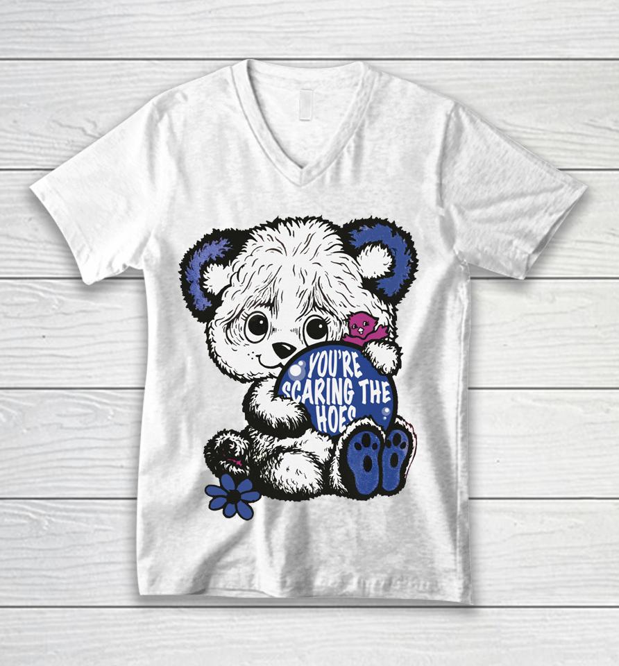 Cute Bear You're Scaring The Hoes Unisex V-Neck T-Shirt