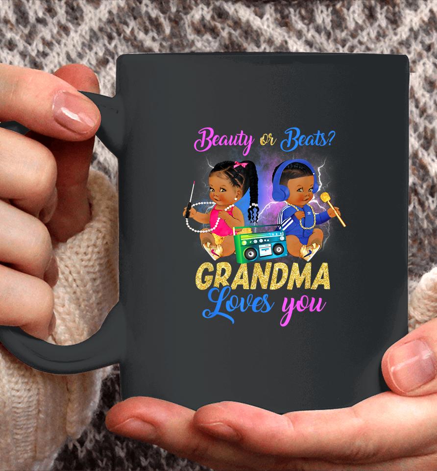 Cute Beauty Or Beat Grandma Loves You - Gender Reveal Party Coffee Mug