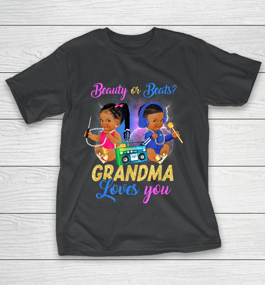 Cute Beauty Or Beat Grandma Loves You - Gender Reveal Party T-Shirt