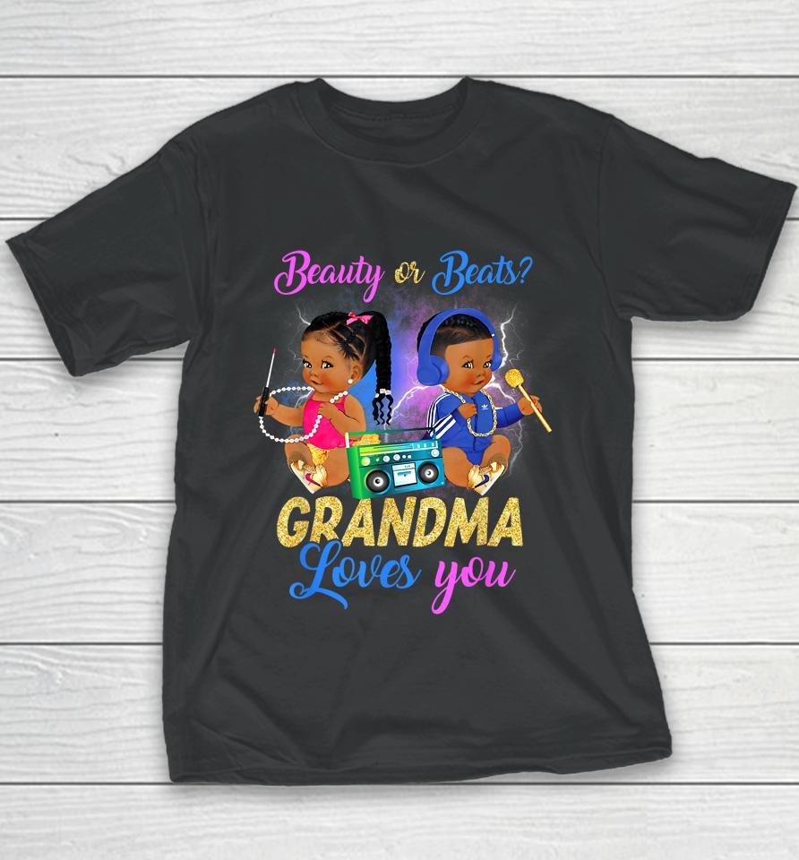 Cute Beauty Or Beat Grandma Loves You - Gender Reveal Party Youth T-Shirt