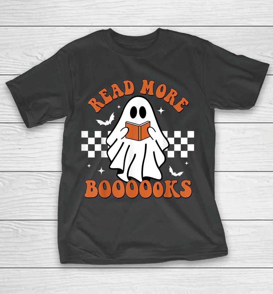 Cute Booooks Ghost Read More Books Funny Teacher Halloween T-Shirt