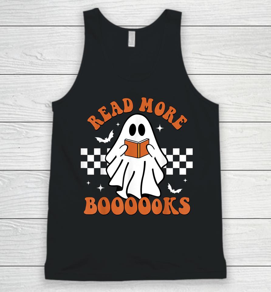 Cute Booooks Ghost Read More Books Funny Teacher Halloween Unisex Tank Top