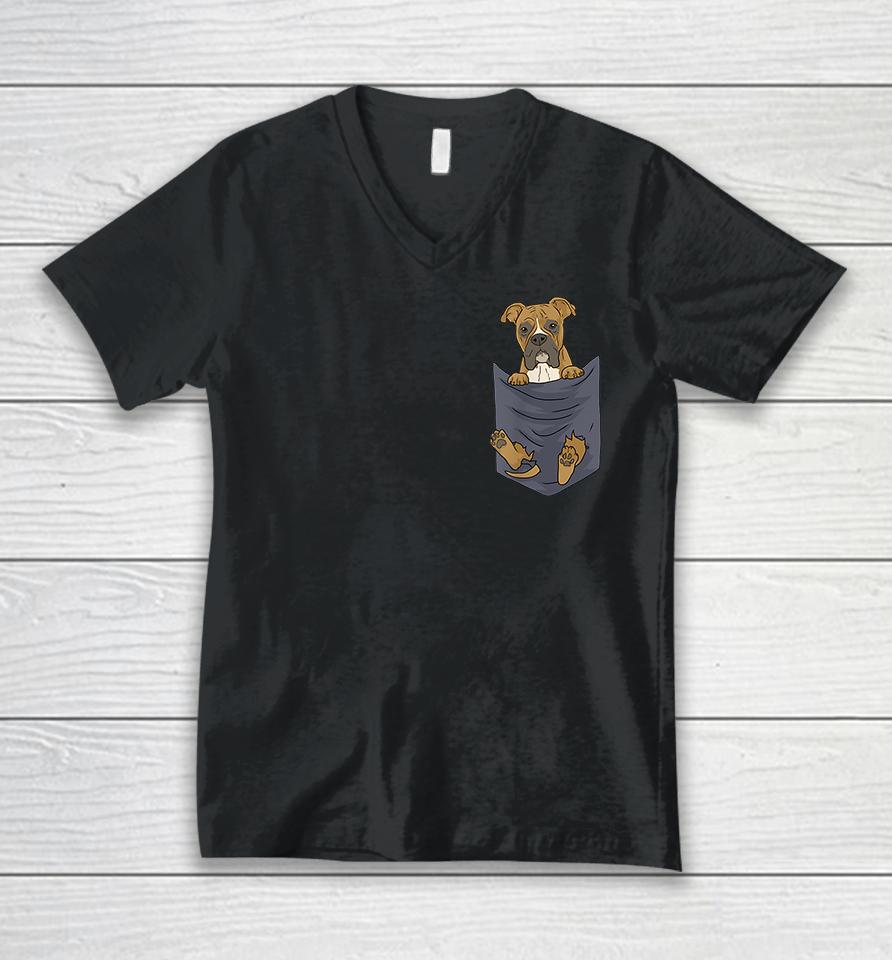 Cute Boxer In Your Pocket Unisex V-Neck T-Shirt