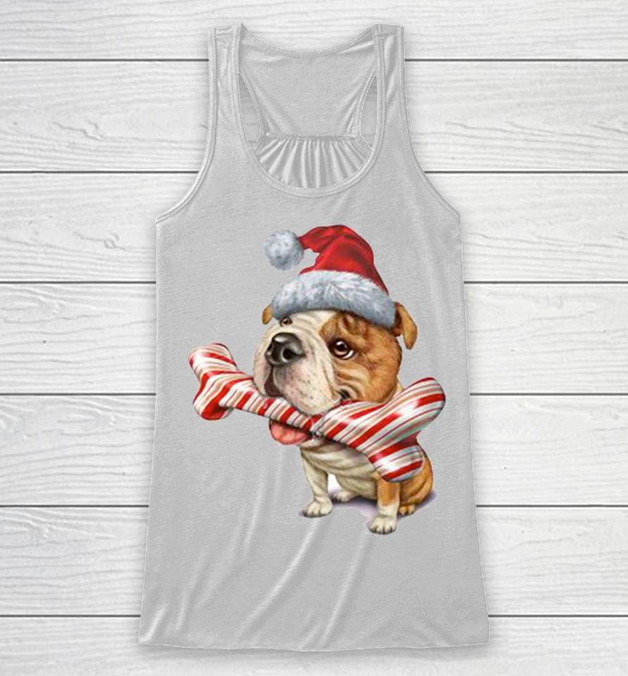 Cute Bulldog Christmas Dog Lovers Racerback Tank