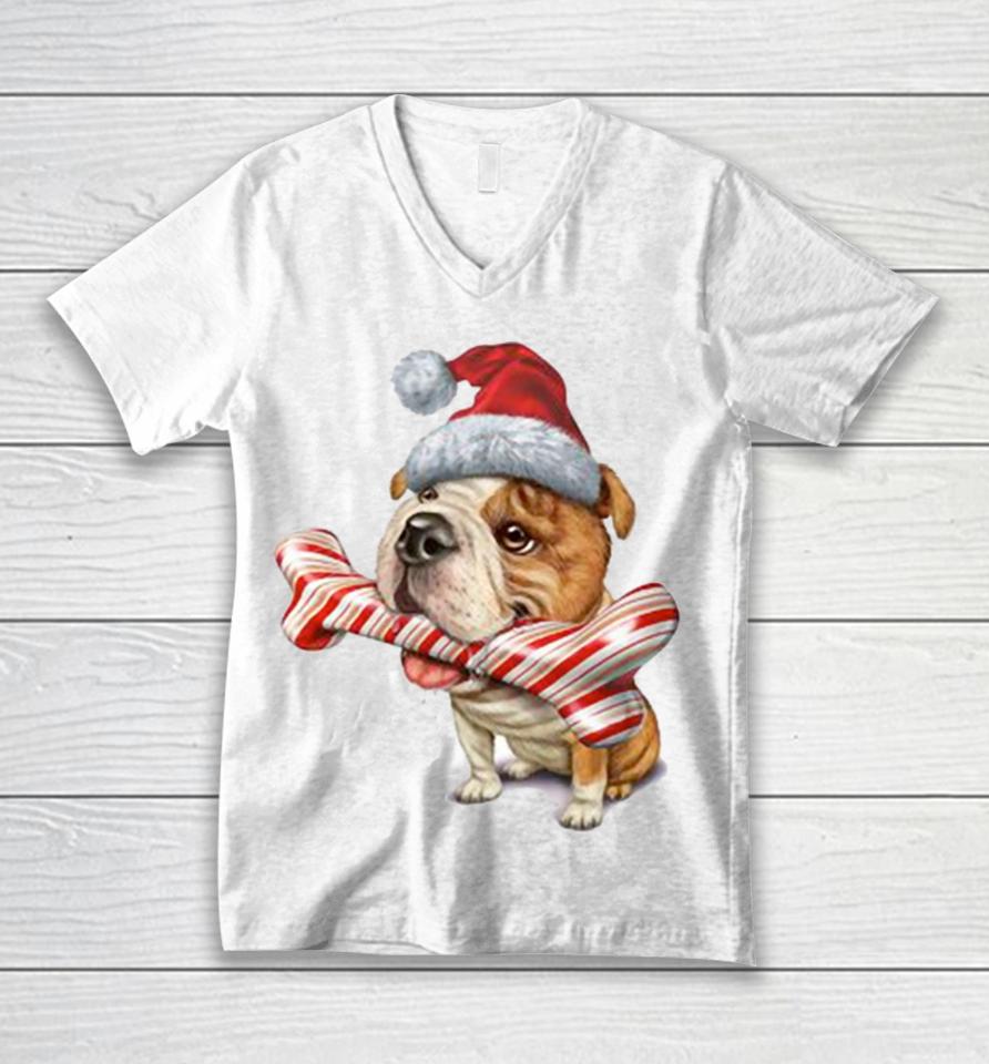 Cute Bulldog Christmas Dog Lovers Unisex V-Neck T-Shirt