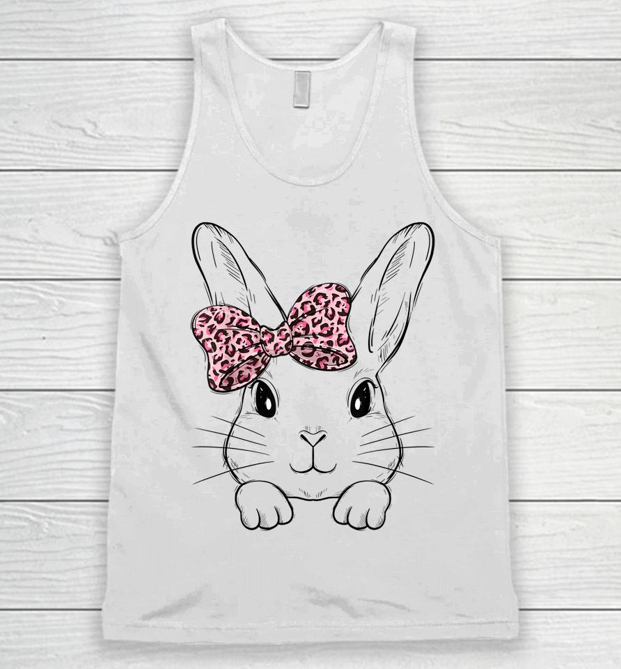 Cute Bunny Face Leopard Bow Tie Girls Womens Easter Day Unisex Tank Top