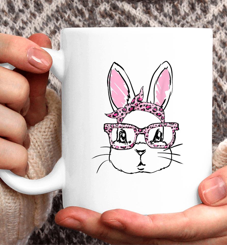 Cute Bunny Face Leopard Glasses Headband Happy Easter Day Coffee Mug