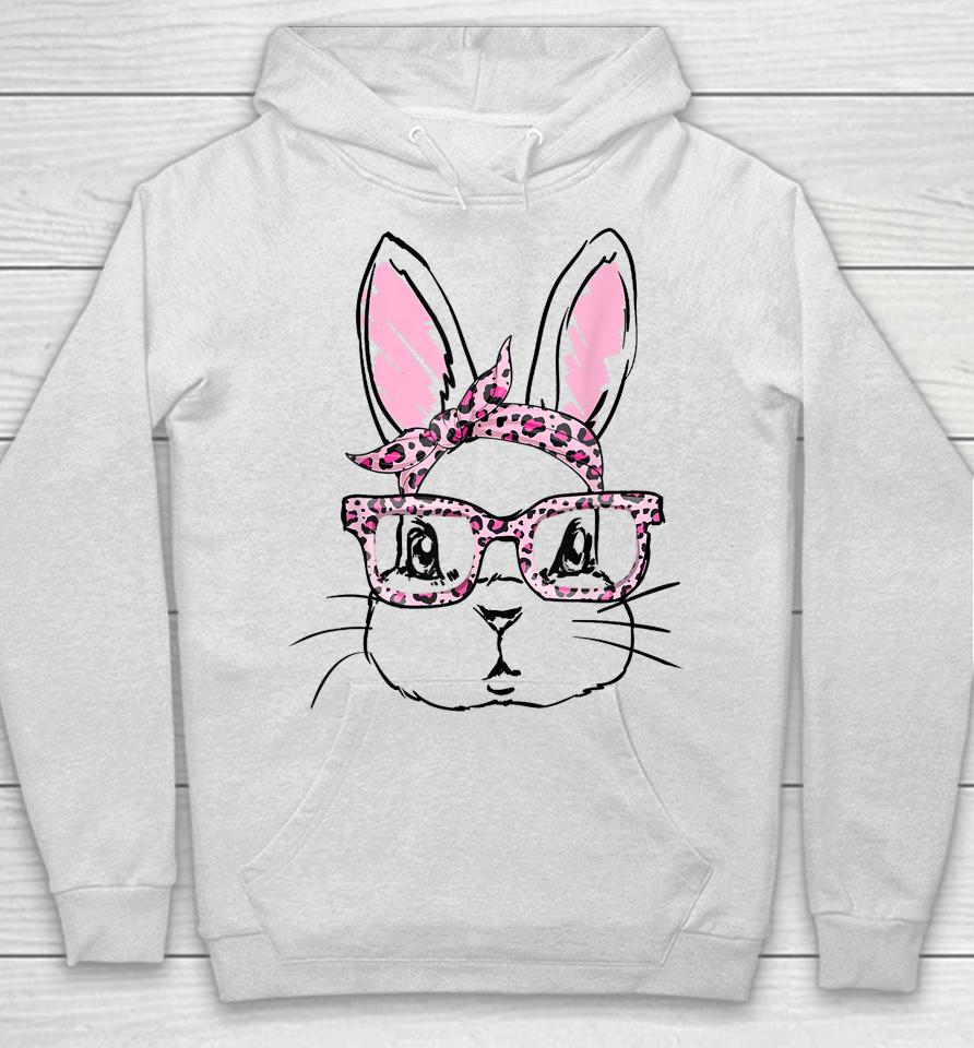 Cute Bunny Face Leopard Glasses Headband Happy Easter Day Hoodie