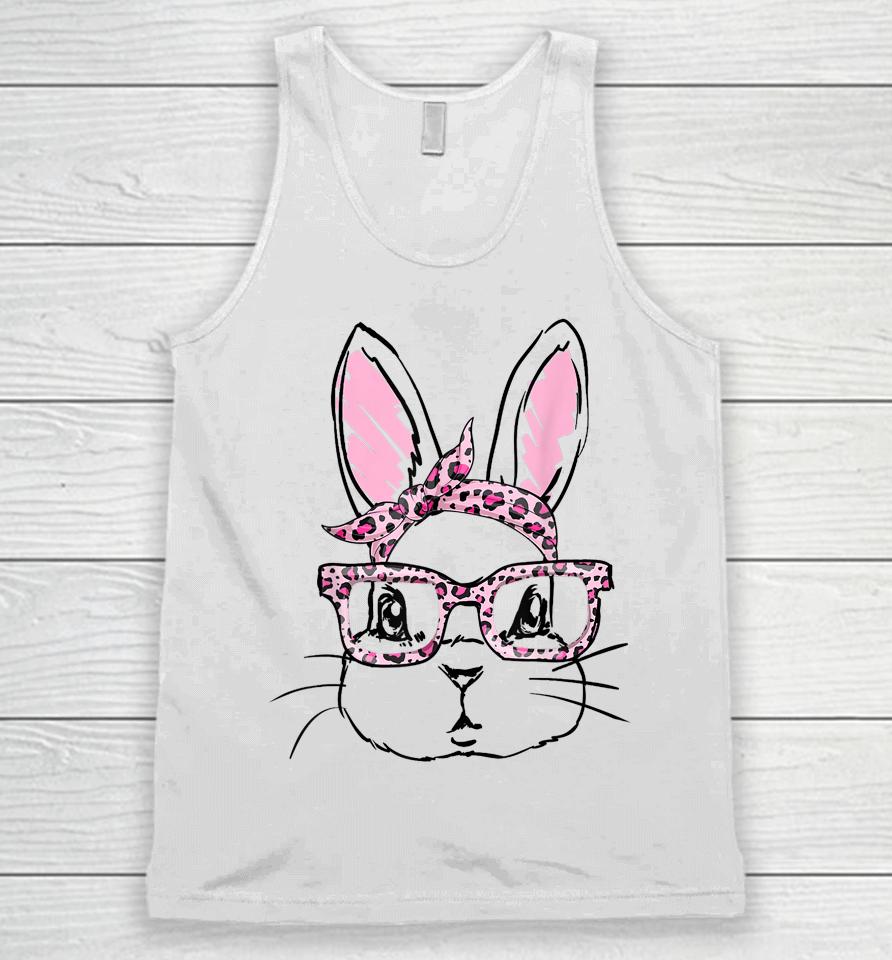 Cute Bunny Face Leopard Glasses Headband Happy Easter Day Unisex Tank Top
