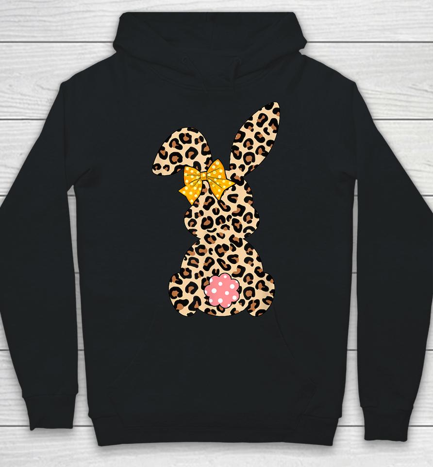 Cute Bunny Rabbit Leopard Bow Tie Happy Easter Day Hoodie