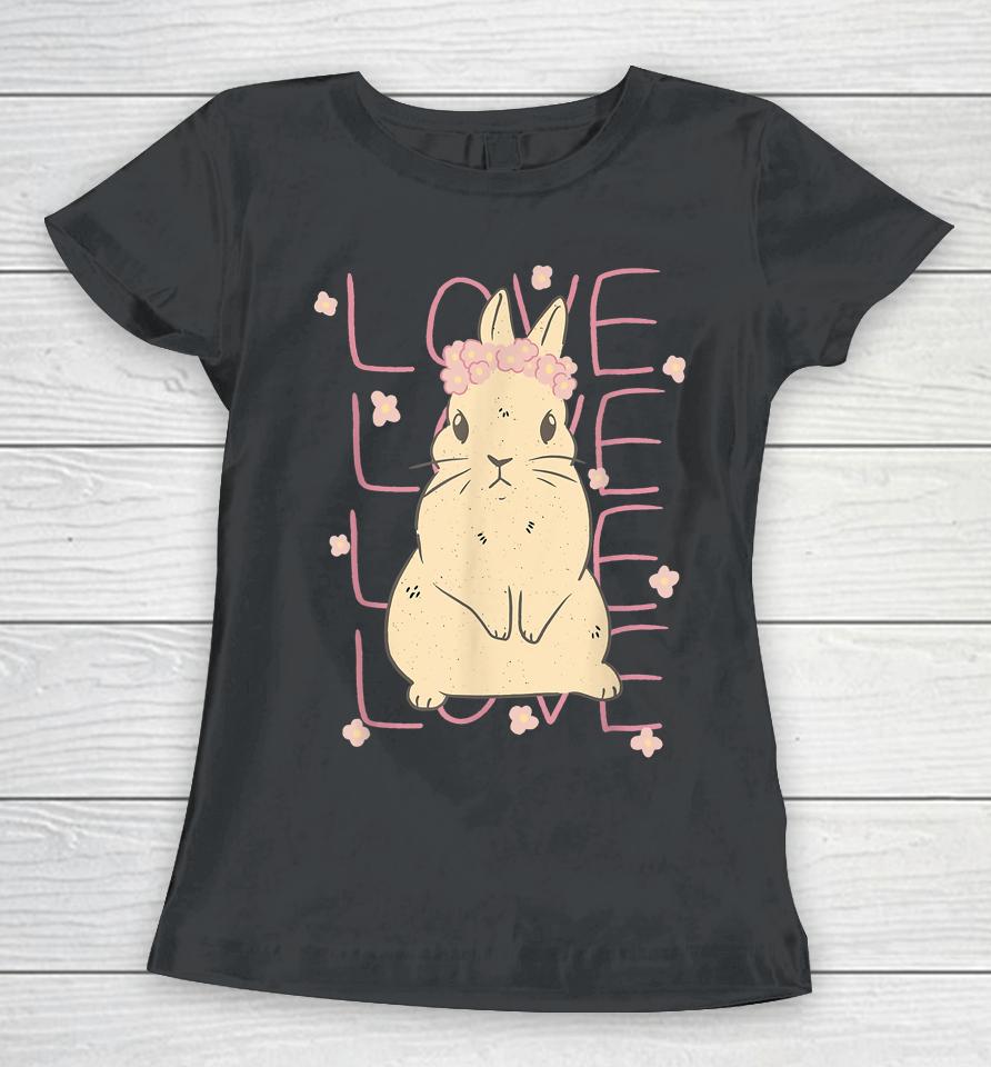 Cute Bunny Rabbit Love Stacked Women T-Shirt
