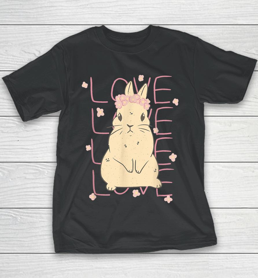Cute Bunny Rabbit Love Stacked Youth T-Shirt