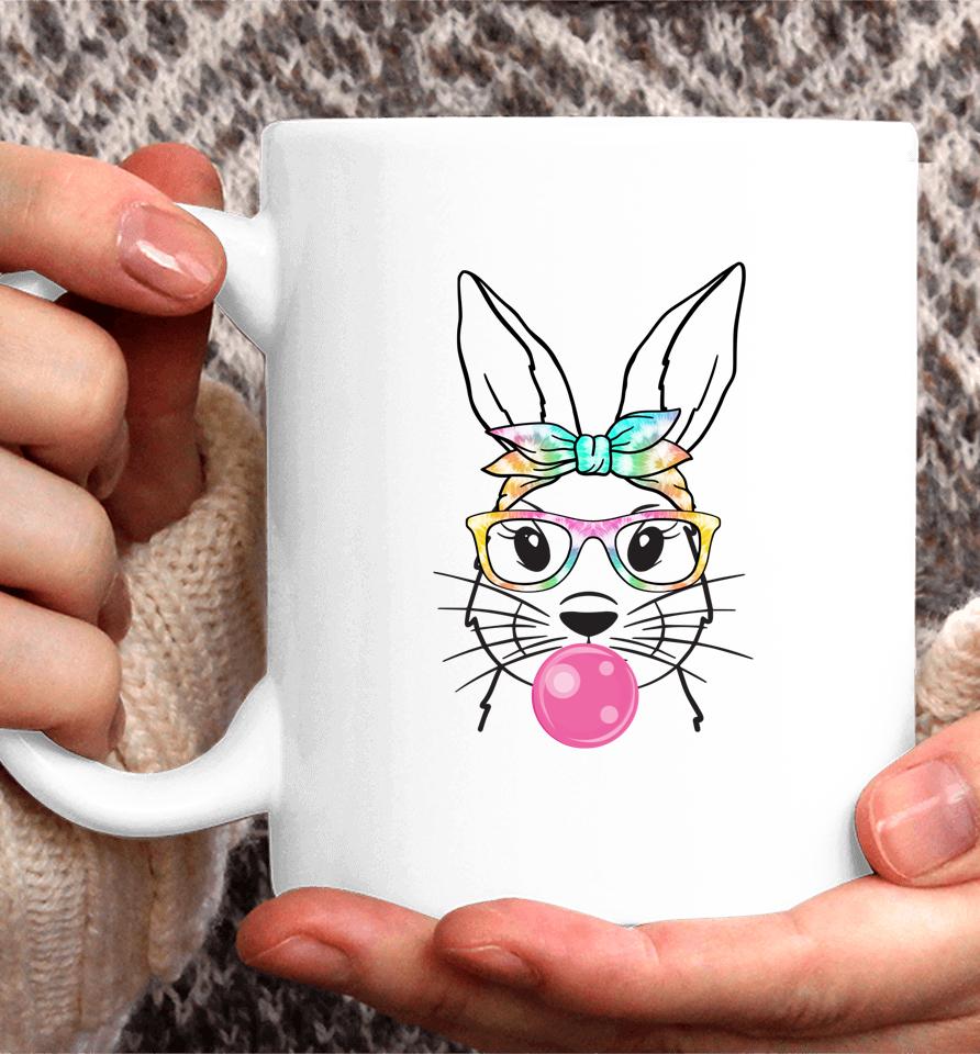Cute Bunny With Bandana Heart Glasses Bubblegum Easter Day Coffee Mug