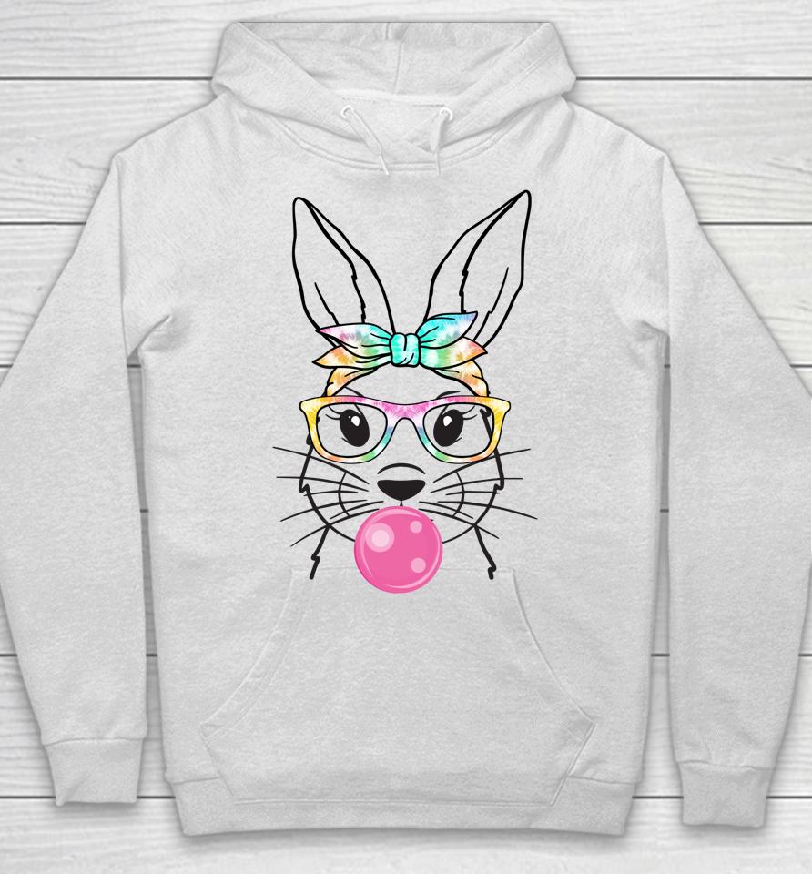 Cute Bunny With Bandana Heart Glasses Bubblegum Easter Day Hoodie