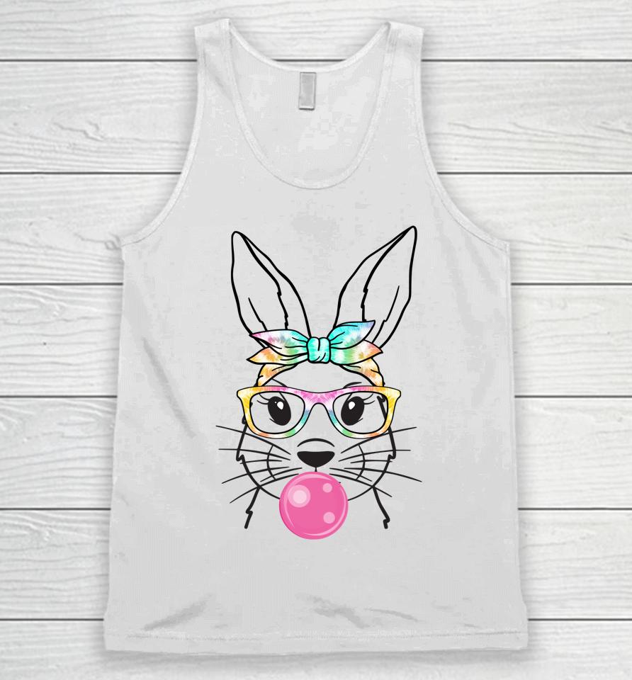 Cute Bunny With Bandana Heart Glasses Bubblegum Easter Day Unisex Tank Top