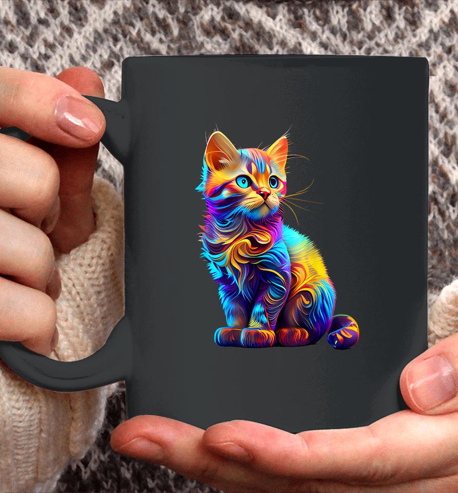 Cute Cat For Kitten Lovers Colorful Art Kitty Adoption Coffee Mug