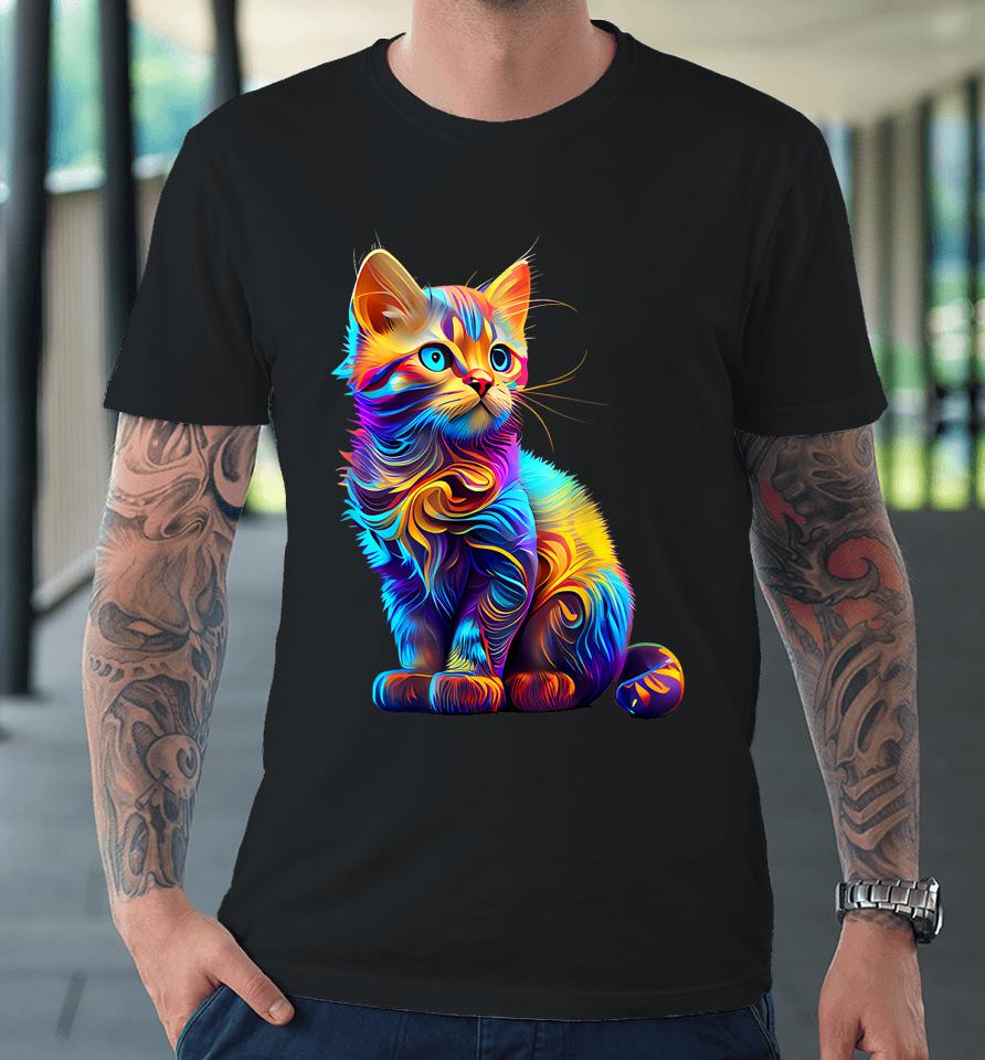 Cute Cat For Kitten Lovers Colorful Art Kitty Adoption Premium T-Shirt