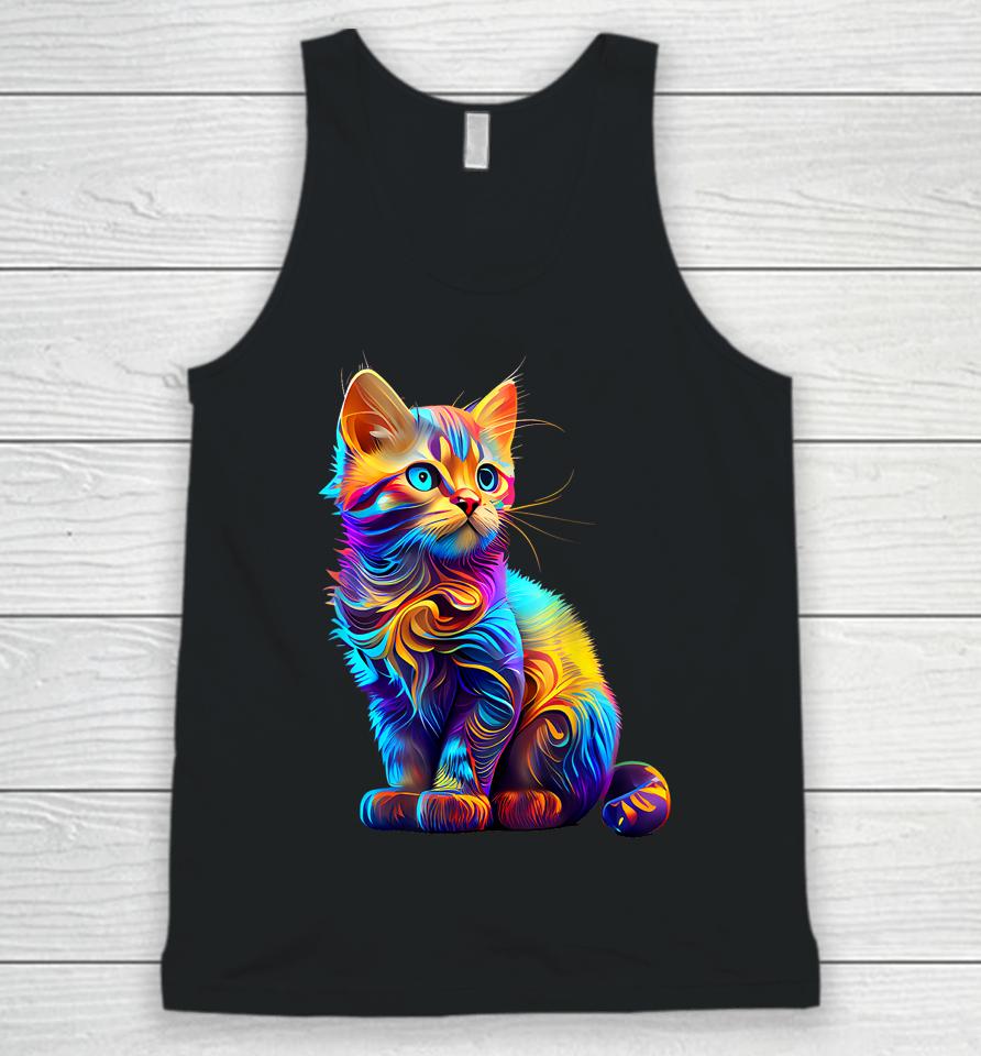 Cute Cat For Kitten Lovers Colorful Art Kitty Adoption Unisex Tank Top