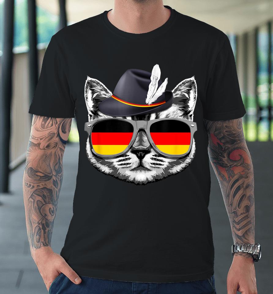 Cute Cat German Flag Oktoberfest Pride Germany Festival Premium T-Shirt